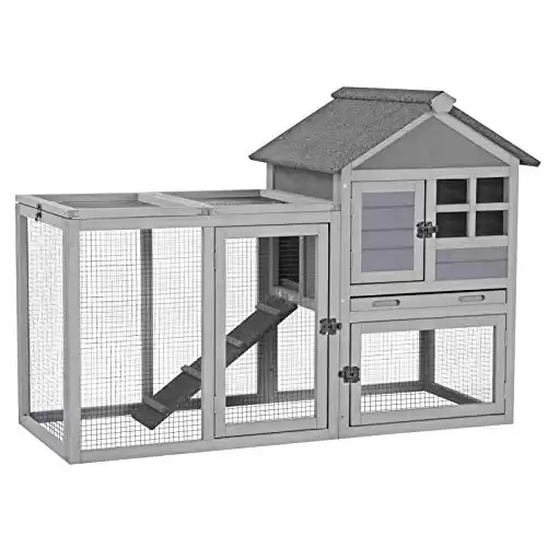 Aivituvin Rabbit Hutch Indoor Bunny Cage Outdoor Chicken Coop with Run,Guinea Pig House Pull Out Upper Tray